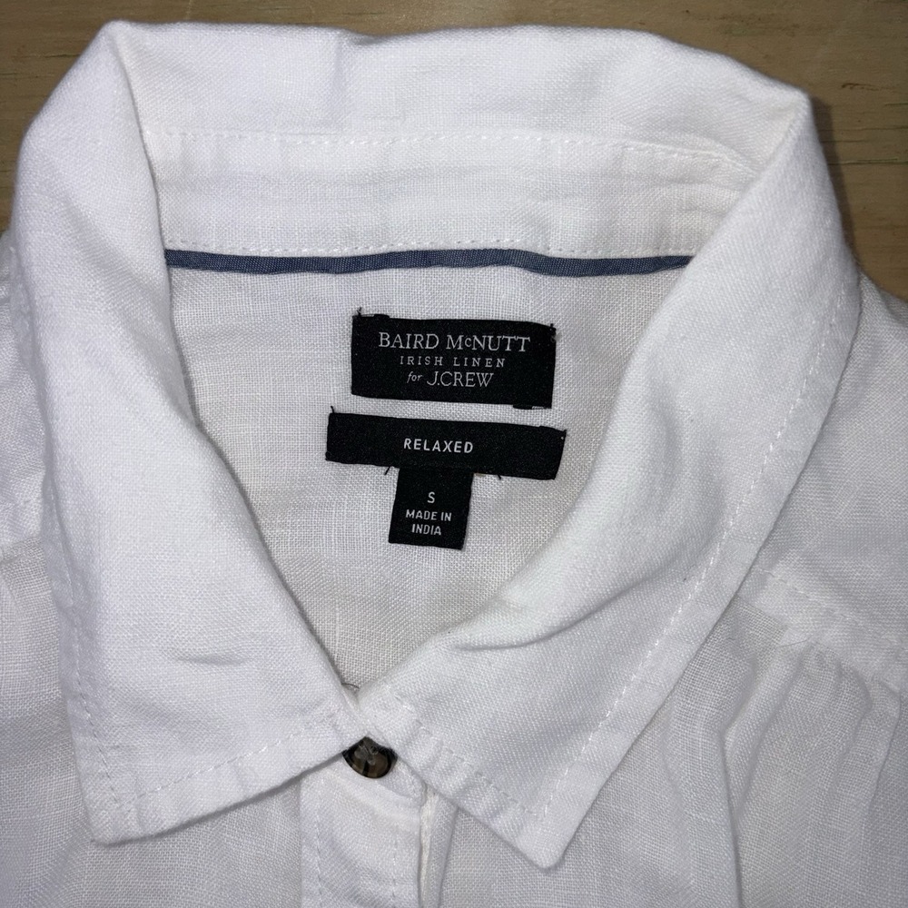 J.Crew Baird McNutt Irish Linen Short Sleeve Button Down Shirt White Small